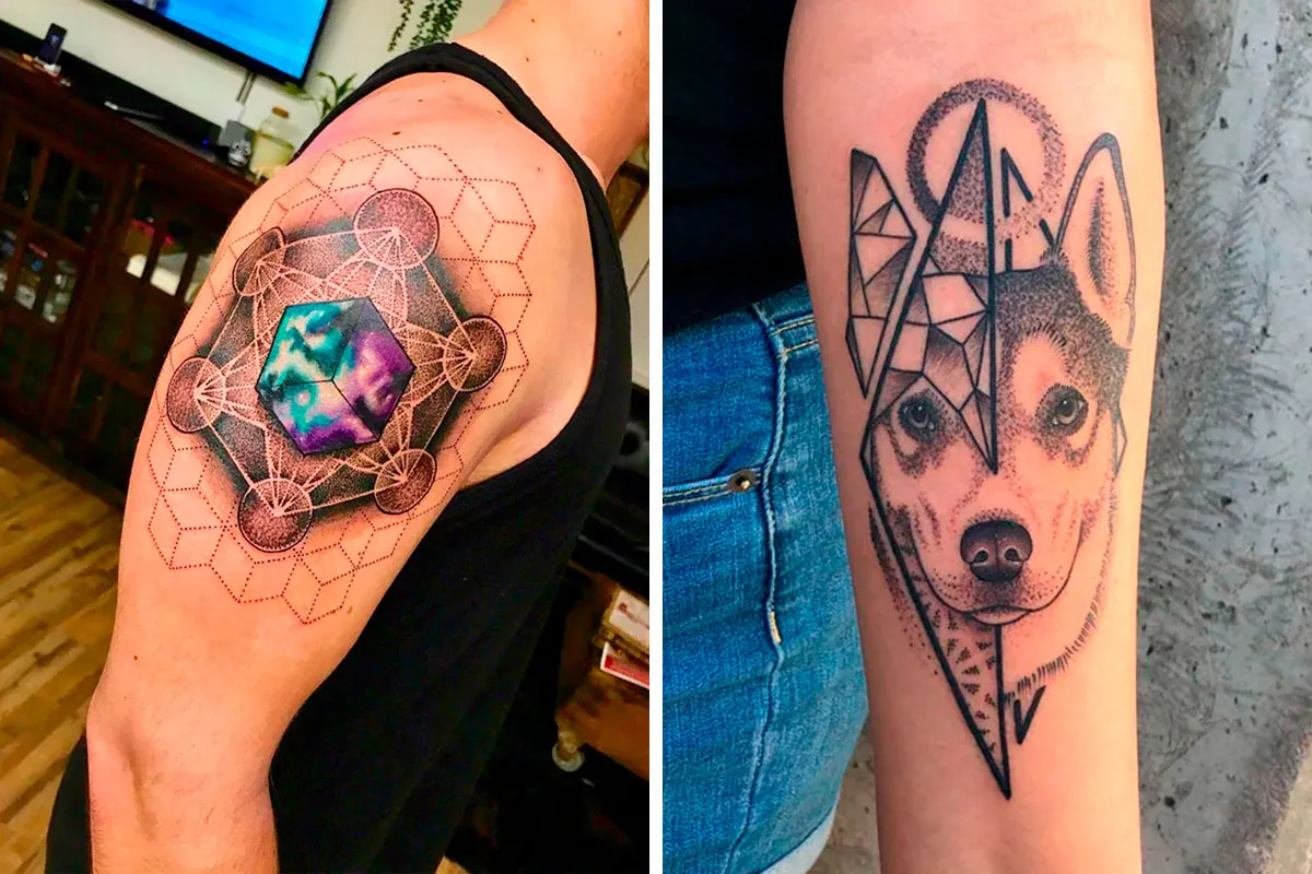 Geometric beard tattoo