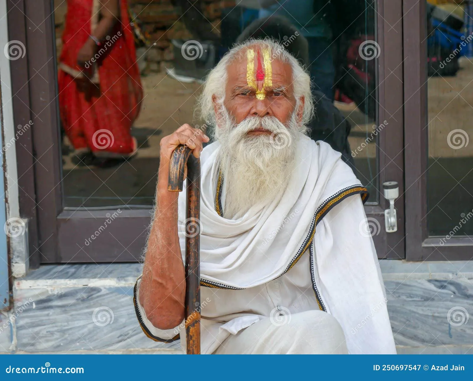 Classic full white beard Indian man